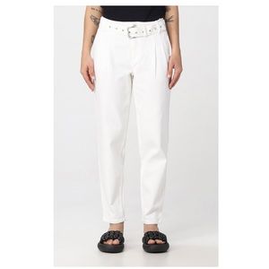 Michael Kors White Belted Ultra High Rise Slim Jeans